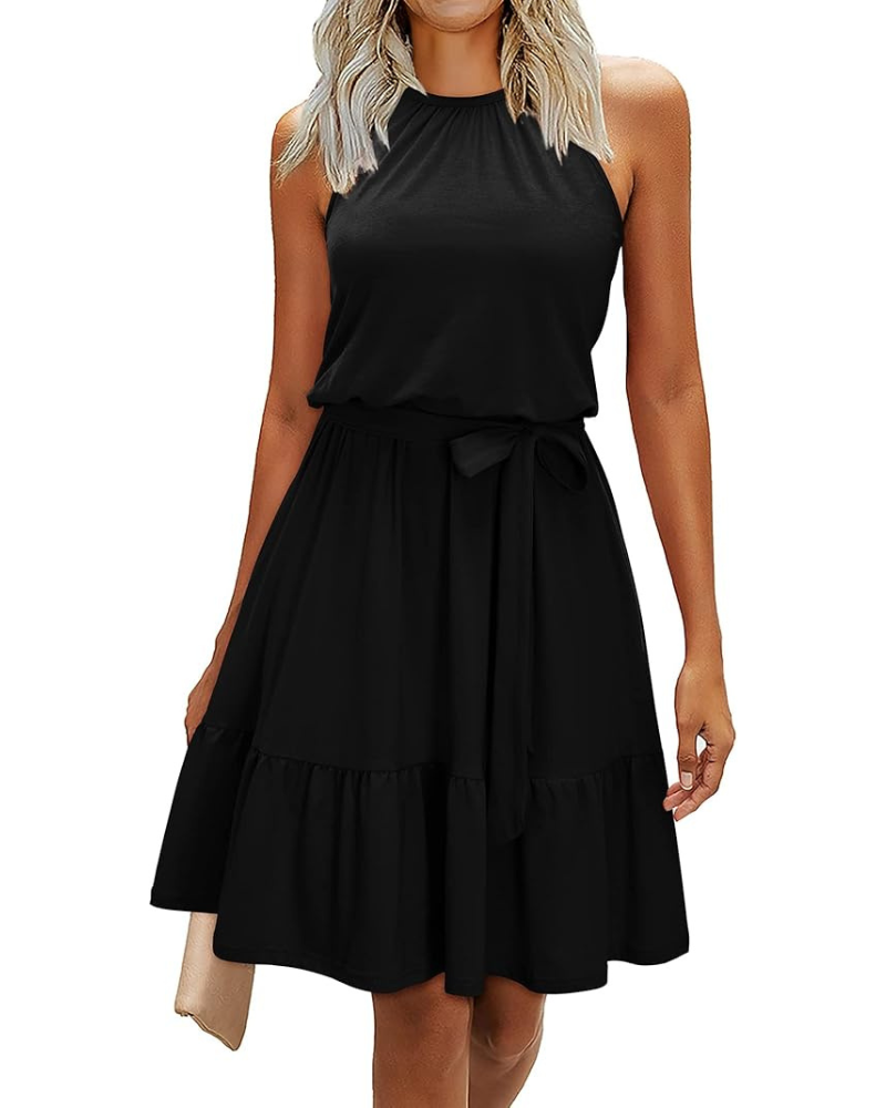 Bloom Bata Mujer – Cuello Halter, Estampado Floral y Bolsillos Corte A-Line Largo a la Rodilla