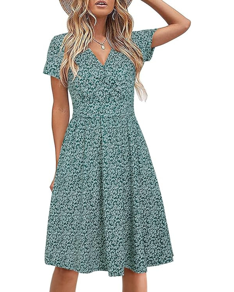 Genesis Women's Robe – Floral Print, Crossed V-Neck & Pockets Elegant A-Line Cut