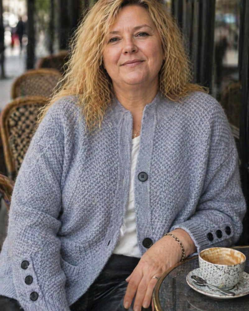 Jucille Cardigan Dames Grote Maat – Zacht Kasjmier Vest Met Knopen Klassieke Elegante Snit