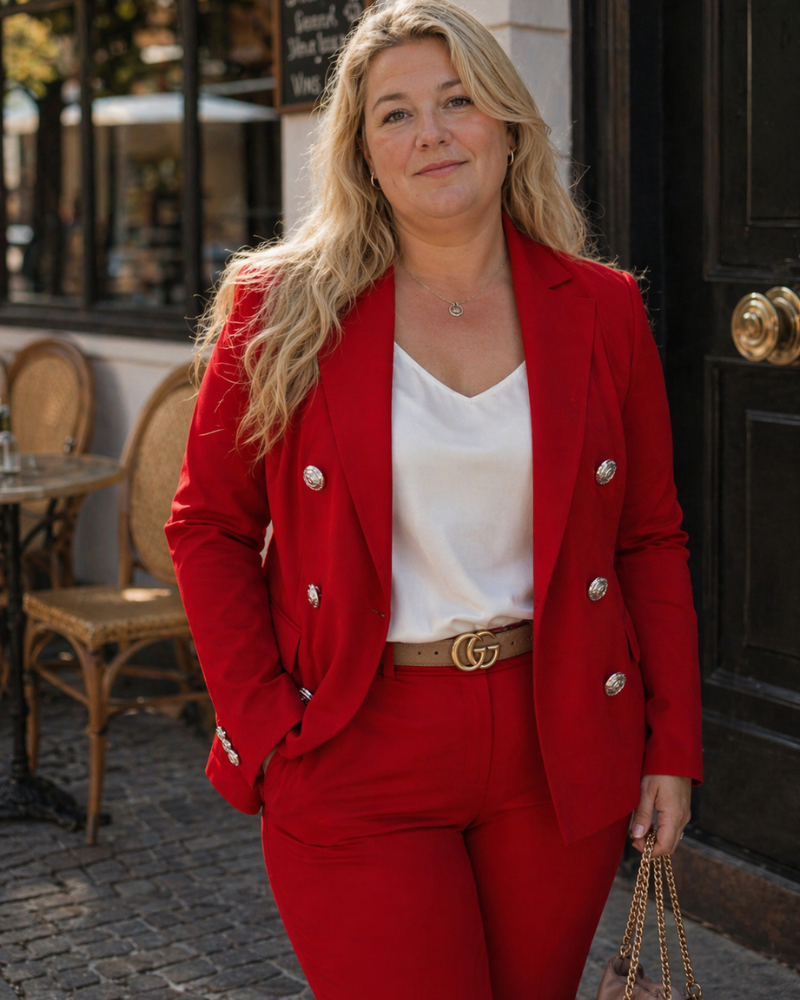 Felena Dámský Kostým Curvy Velká Velikost – Elegantní Sako & Moderní Úzké Kalhoty