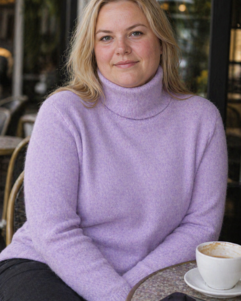 Sweter damski Curvy duży rozmiar – golf z kaszmiru premium, miękki, ciepły, elegancki