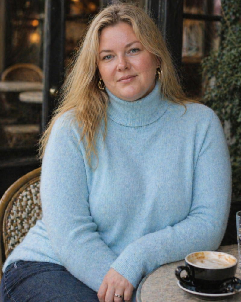 Sweter damski Curvy duży rozmiar – golf z kaszmiru premium, miękki, ciepły, elegancki