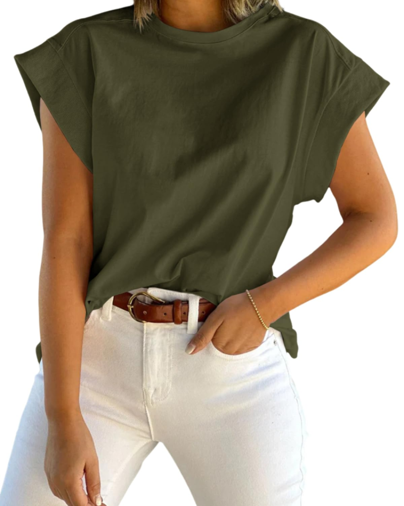 Damski T-shirt Nolwenn – luźny fason z krótkim rękawem i okrągłym dekoltem