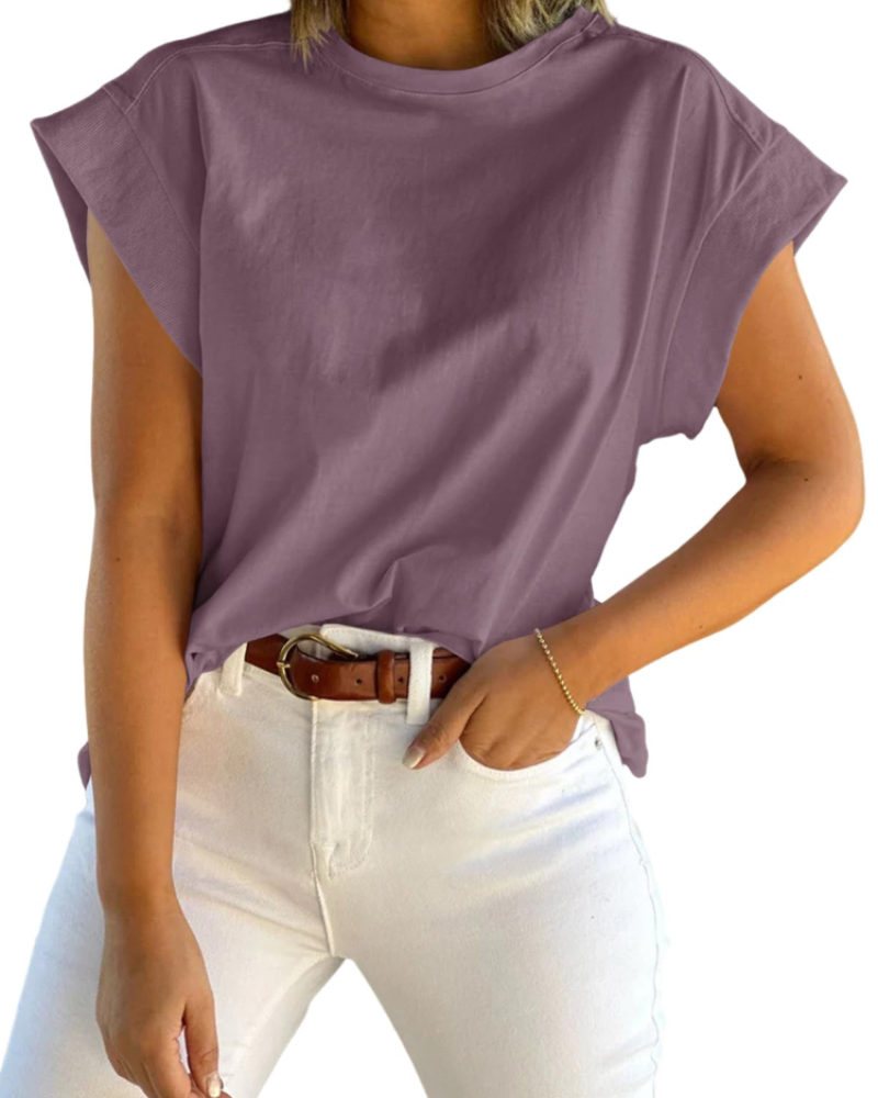 Damski T-shirt Nolwenn – luźny fason z krótkim rękawem i okrągłym dekoltem