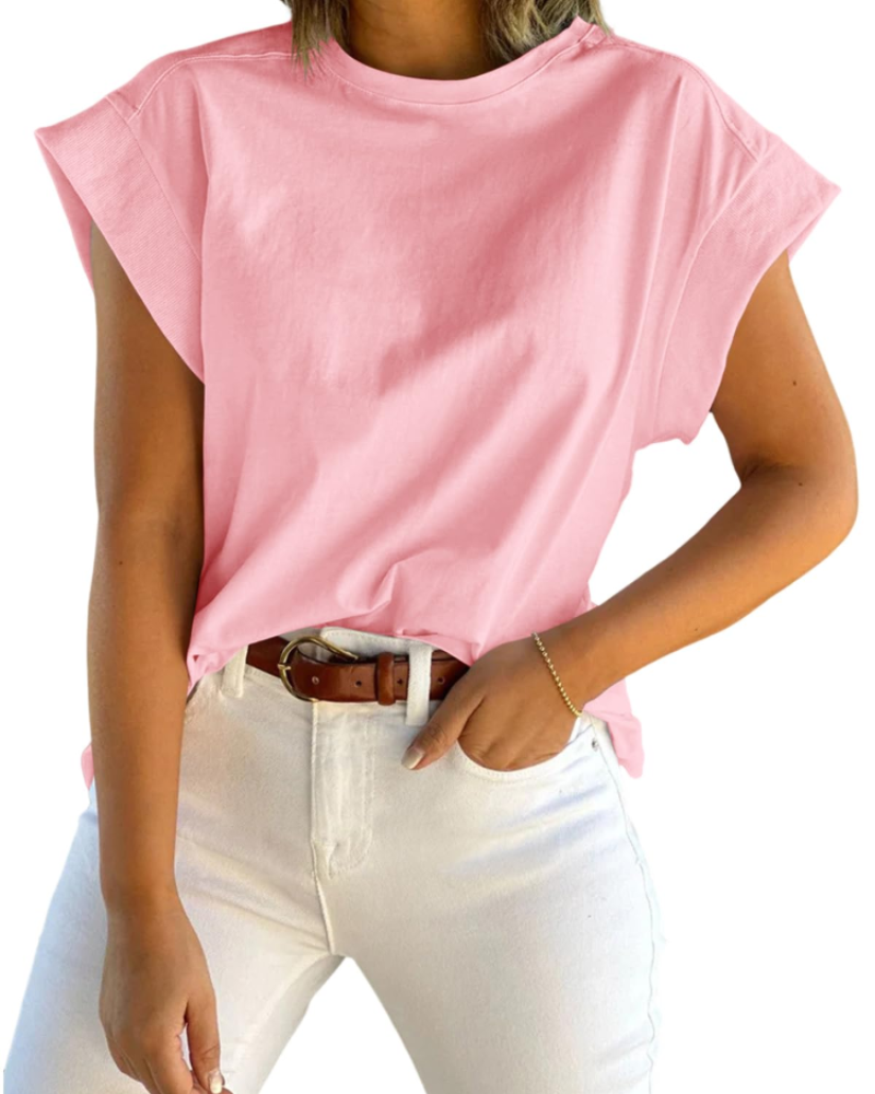 Damski T-shirt Nolwenn – luźny fason z krótkim rękawem i okrągłym dekoltem