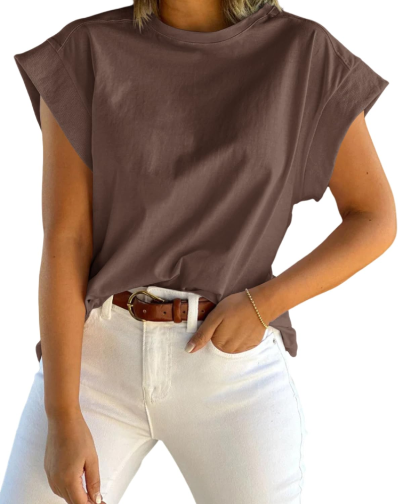 Damski T-shirt Nolwenn – luźny fason z krótkim rękawem i okrągłym dekoltem