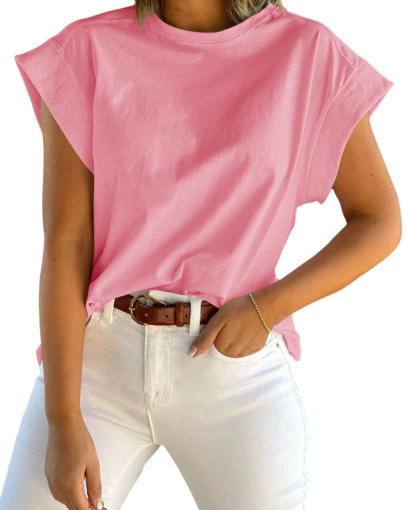 Damski T-shirt Nolwenn – luźny fason z krótkim rękawem i okrągłym dekoltem