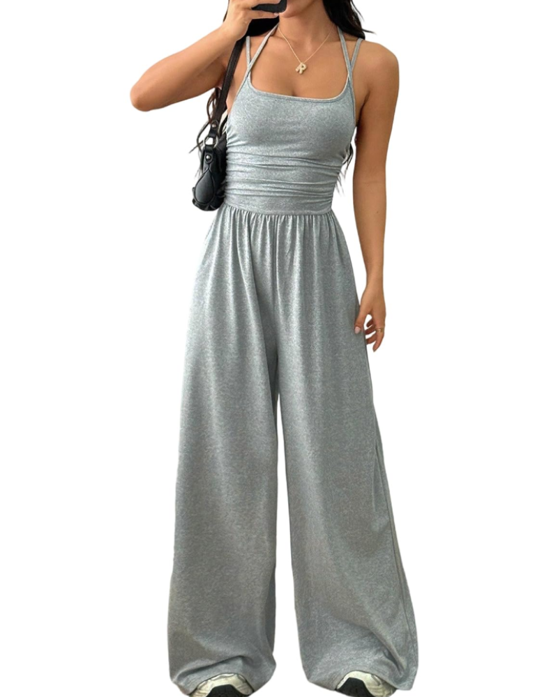 Elowen Ολόσωμη φόρμα γυναικεία – Ψηλόμεση, με ρευστά φαρδιά μπατζάκια και ανοιχτή πλάτη