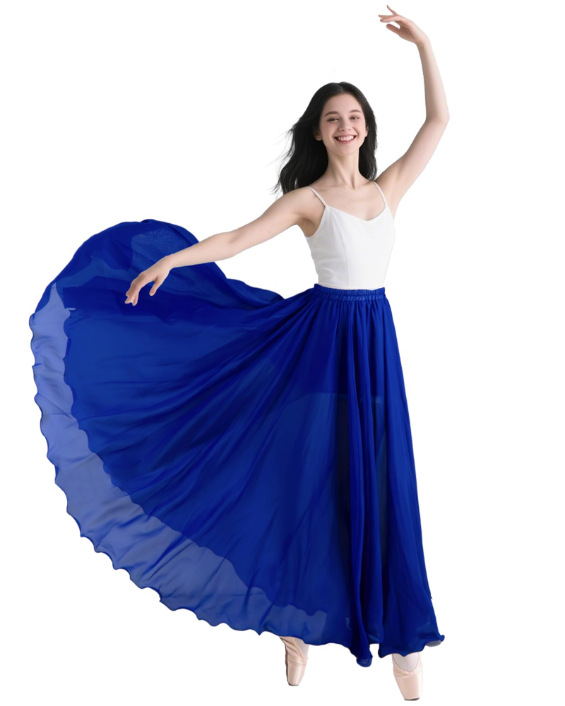 Isadora Jupe Danse Femme – Mousseline Fluide, Taille Élastique, Flamenco & Danse Orientale