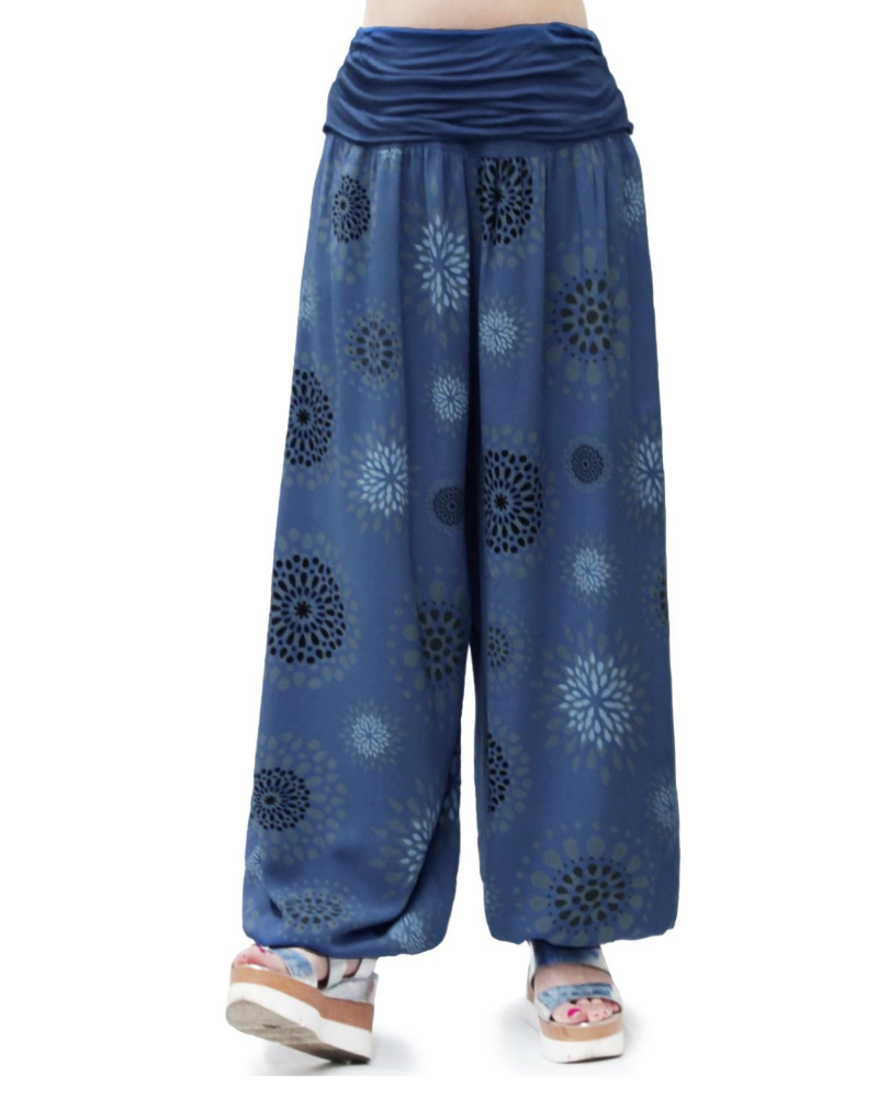 Bellamy Pantalon Sarouel Femme – 100% Viscose Coupe Ample Taille Élastique Yoga Été