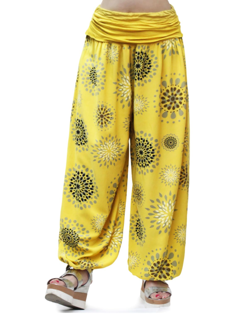 Bellamy Pantalon Sarouel Femme – 100% Viscose Coupe Ample Taille Élastique Yoga Été