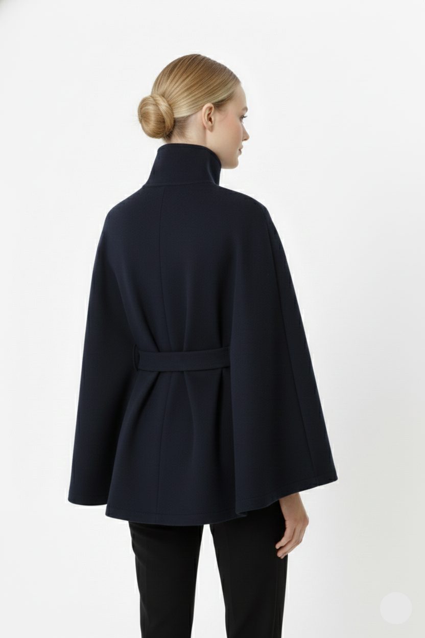 Ivanna Manteau Lana Mujer – Cuello Alto Elegante con Cinturón Desmontable y Corte Casual