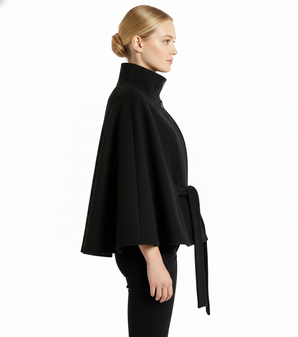Ivanna Manteau Lana Mujer – Cuello Alto Elegante con Cinturón Desmontable y Corte Casual
