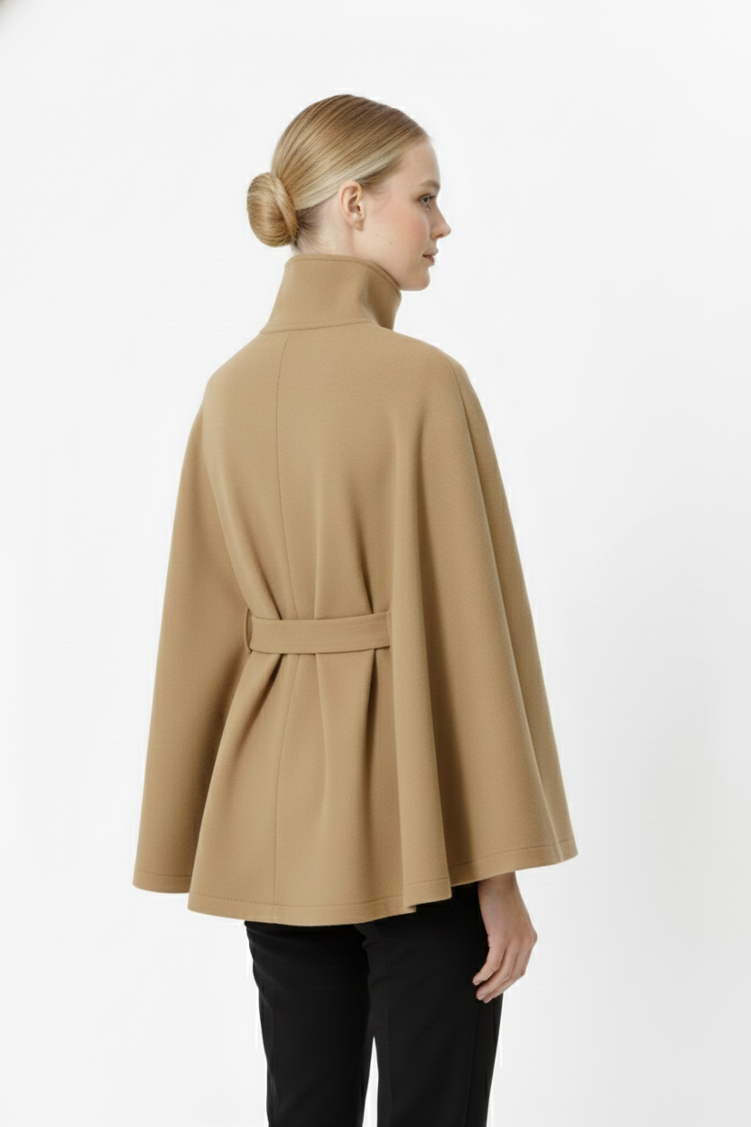 Ivanna Manteau Lana Mujer – Cuello Alto Elegante con Cinturón Desmontable y Corte Casual