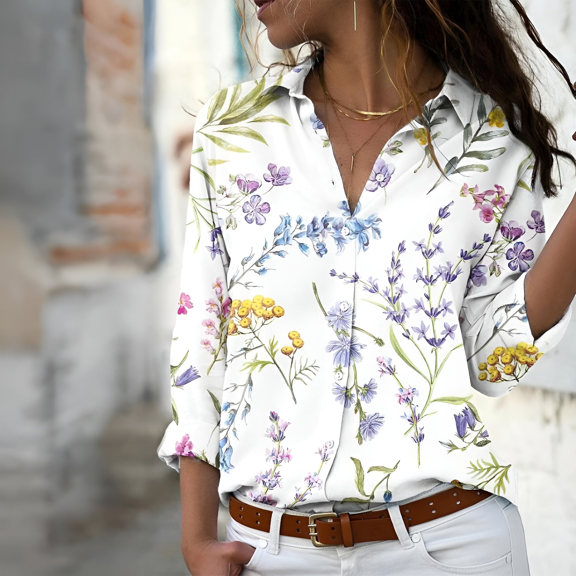 Norina Blouse Femme – Bluză ușoară cu imprimeu la modă, croială largă și țesătură moale