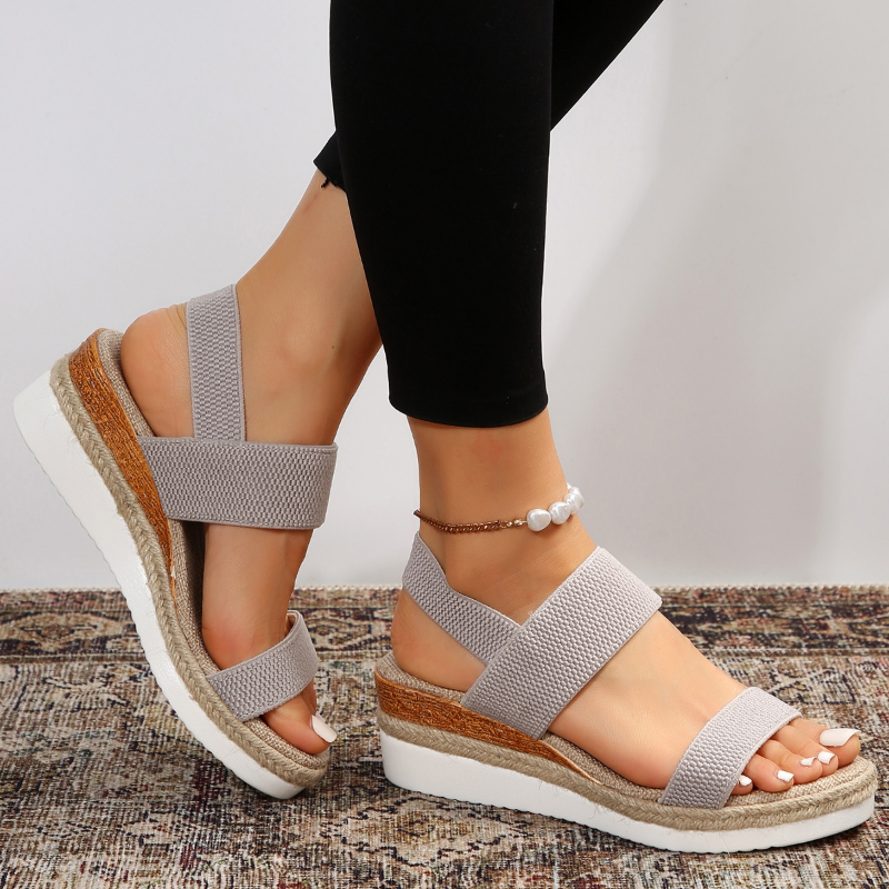 Anna Plateau Sandalen Dames – Elastische Bandjes & Comfortabele Zomersandalen met Stijlvolle Look