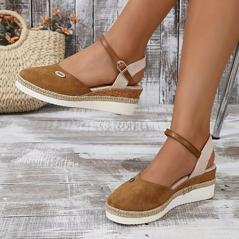 Zanira Sandales Femme – Sandalen mit Keilabsatz, geschlossene Spitze, schick und bequem für den Sommer