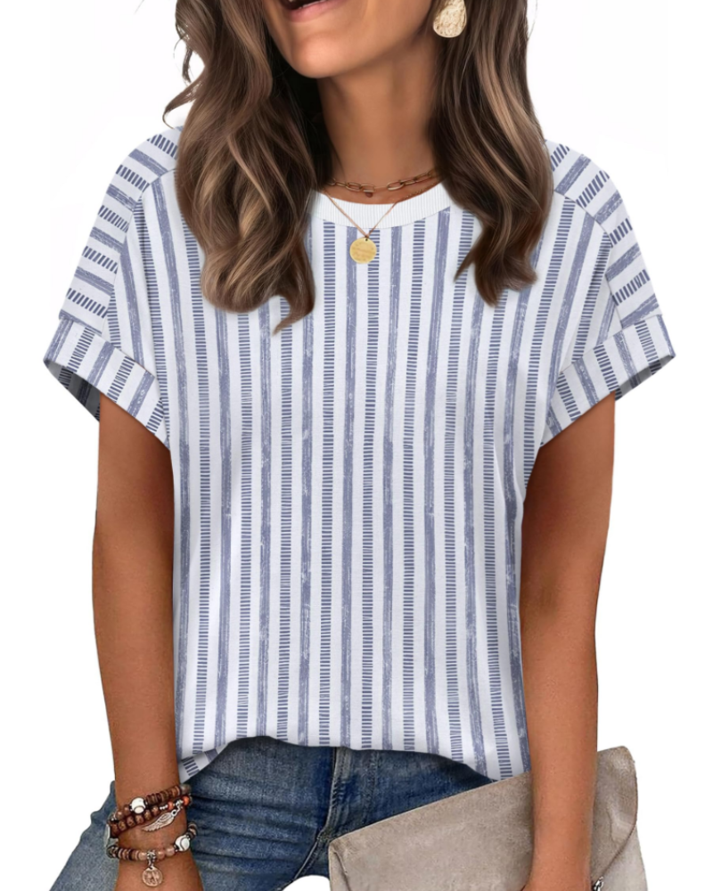 Zaria Top Femme – Tricou casual chic cu guler rotund, croială lejeră și mâneci scurte de vară