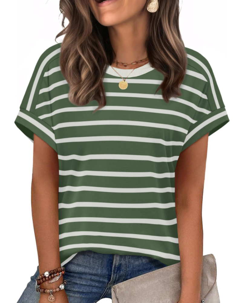 Zaria Top Femme – Tricou casual chic cu guler rotund, croială lejeră și mâneci scurte de vară