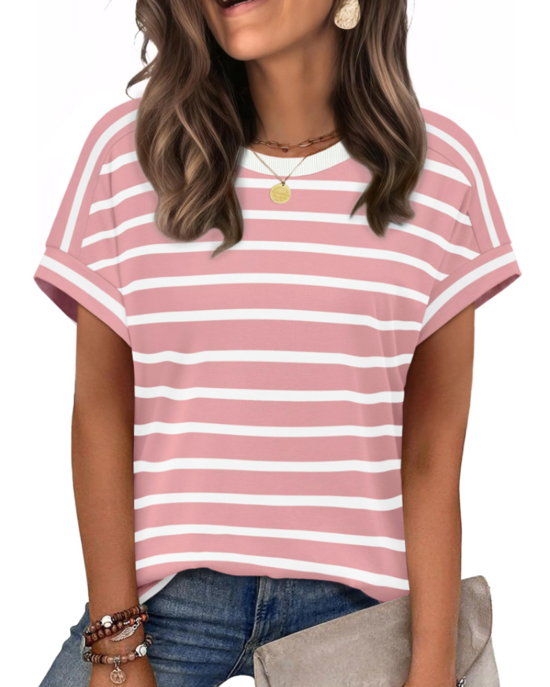 Zaria Top Femme – Tricou casual chic cu guler rotund, croială lejeră și mâneci scurte de vară