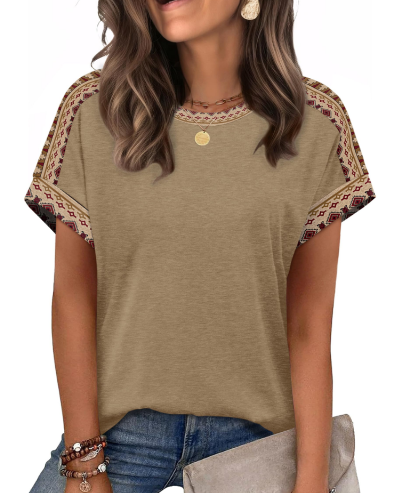 Zaria Top Femme – Tricou casual chic cu guler rotund, croială lejeră și mâneci scurte de vară