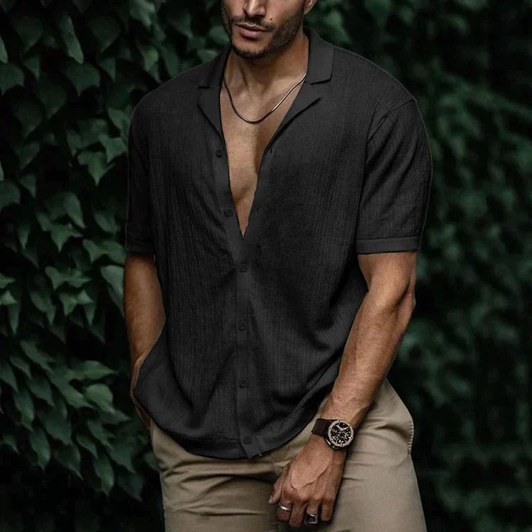 Leandro Chemise Homme Été – Chemise en Lin Respirante à Coupe Flatteuse pour Look Décontracté
