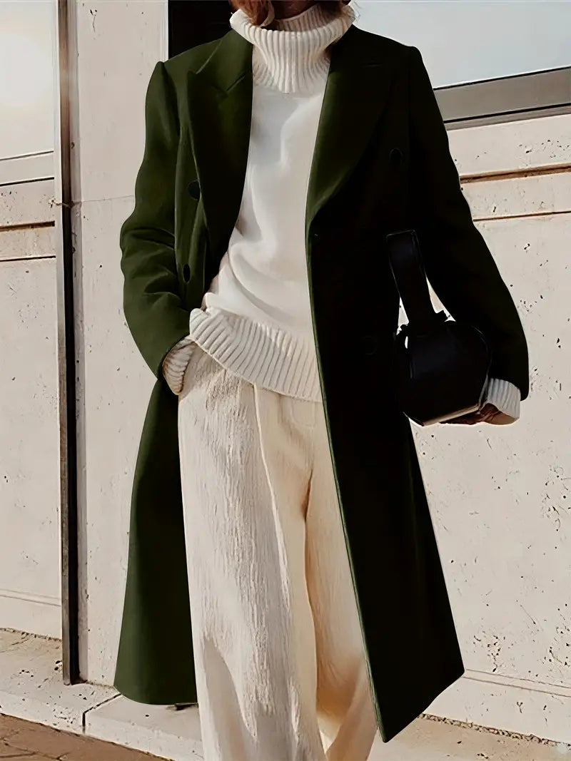 Mariana Manteau Longo Mulher – Gabardina Elegante em Caxemira com Corte Moderno e Intemporal