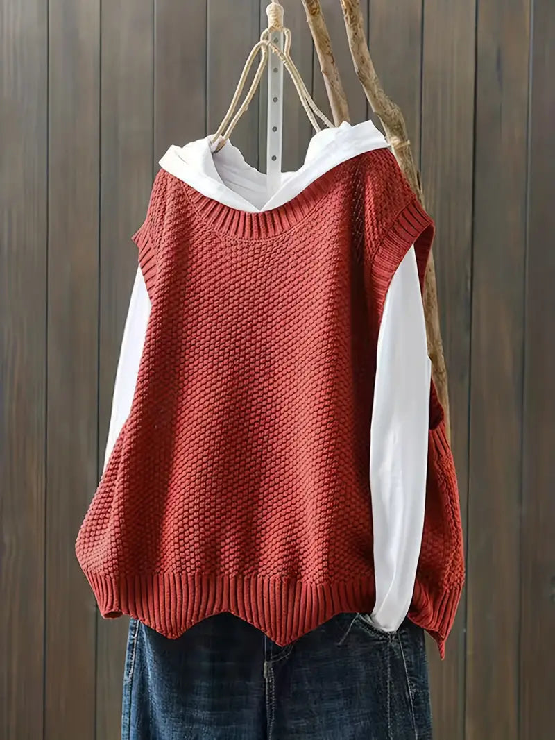 Vanya Pull Sin Mangas Mujer – Corte Recto Cómodo & Cuello Redondo Clásico