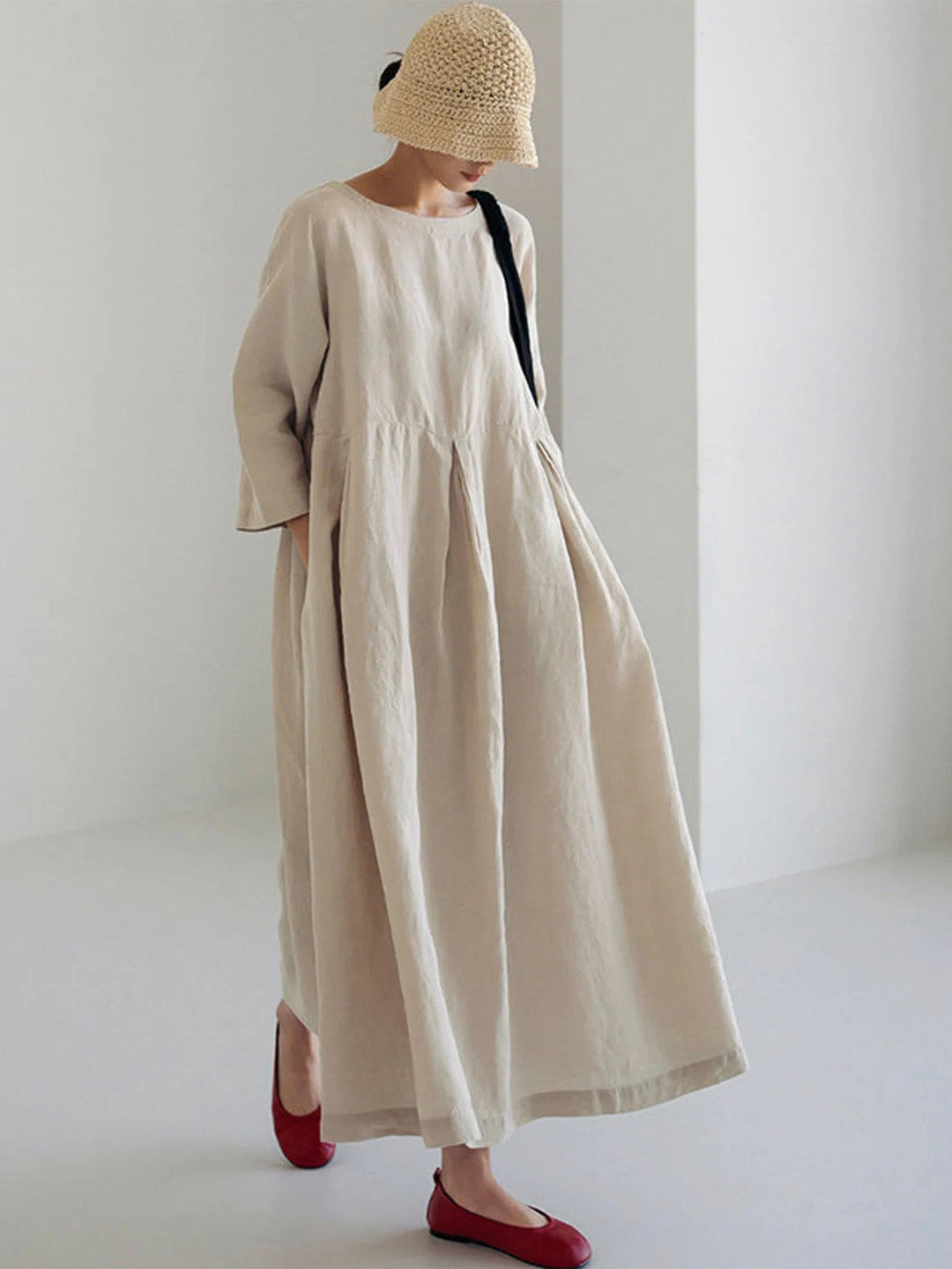 Cielo Robe Longue Femme – Lino Ligero, Confort Natural & Estilo Minimalista Elegante