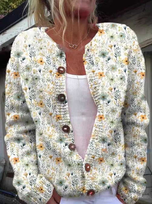Braelynn Gilet Femme – Elegant gilet med blomsterprint og behagelig rund hals