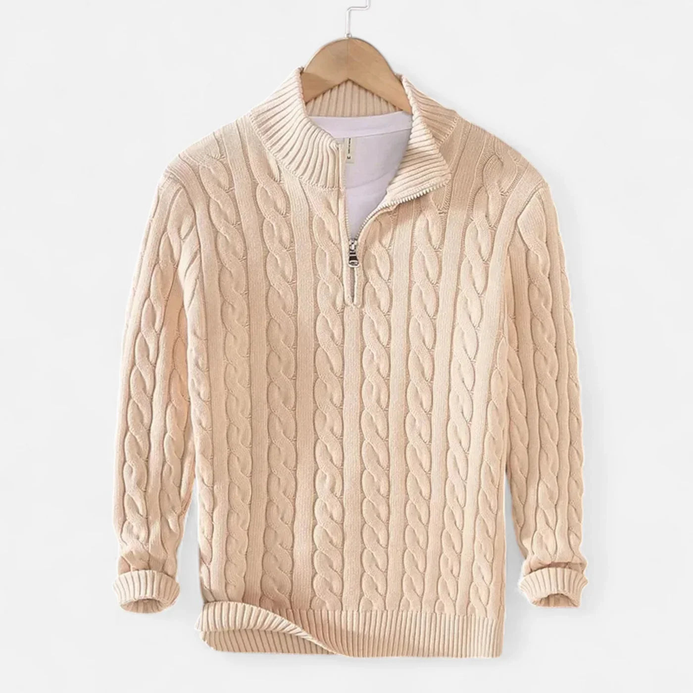 Cove Pull Col Roulé Zippé Bărbați – Tricot Gros Ripă & Croială Lejeră Elegantă