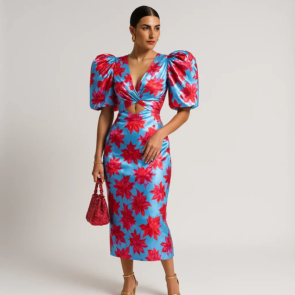 Carol Robe Imprimée Femme – Puffede Ærmer, Dristig & Chic Stil