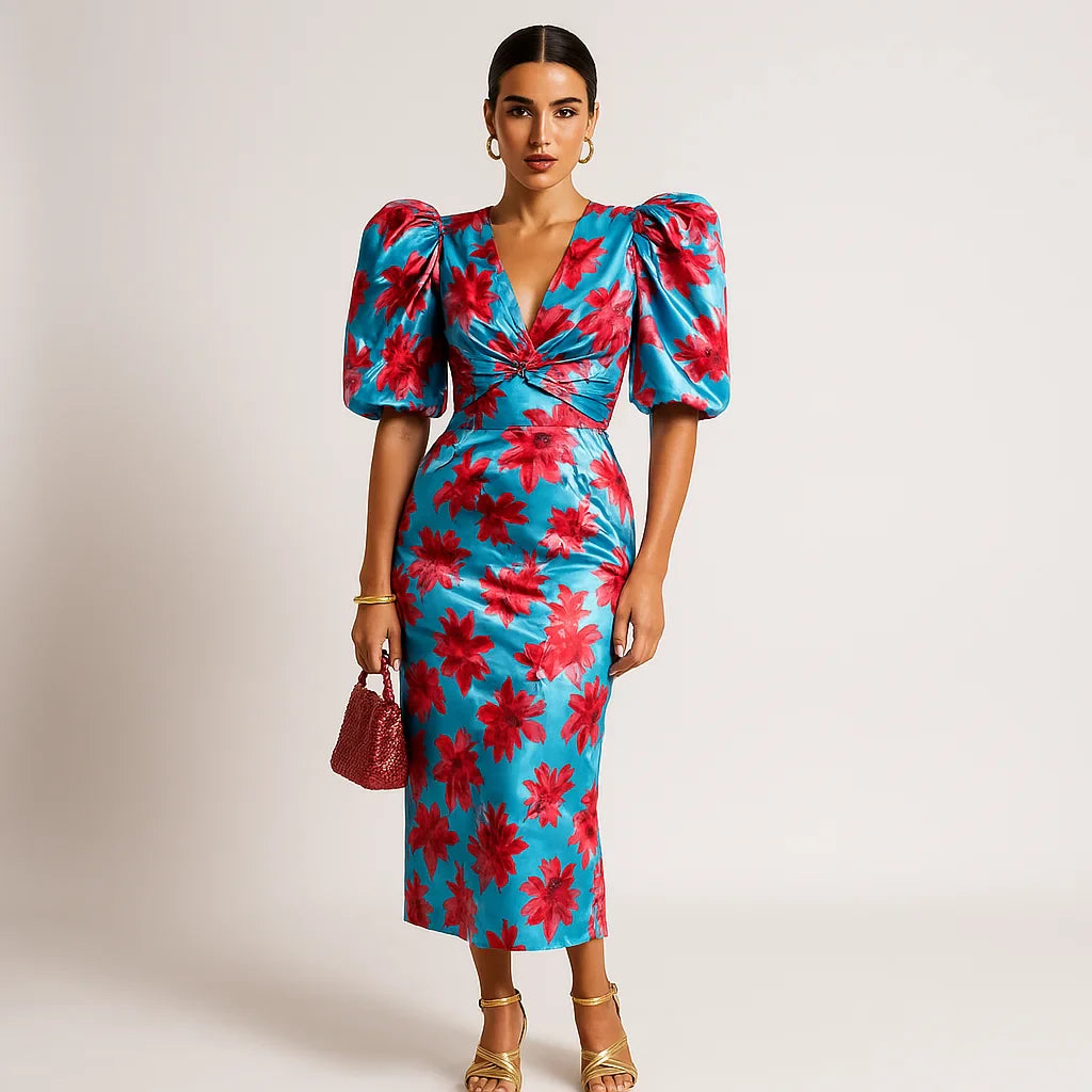 Carol Robe Imprimée Femme – Puffede Ærmer, Dristig & Chic Stil