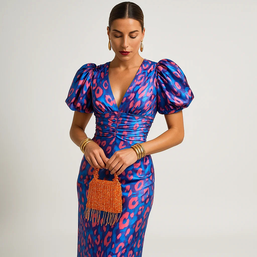 Carol Robe Imprimée Femme – Puffede Ærmer, Dristig & Chic Stil