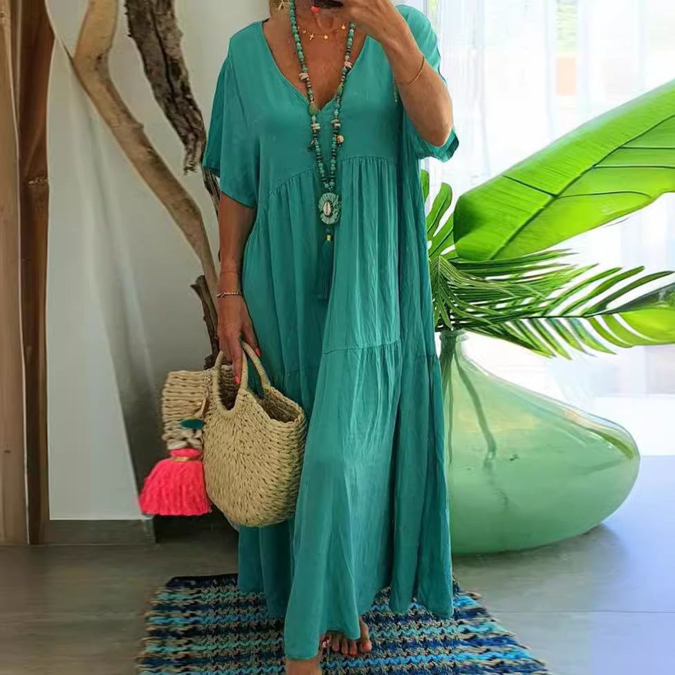 Saylor Long Summer Dress Women – Loose Bohemian Maxi Dress Casual Style for Holidays & Leisure