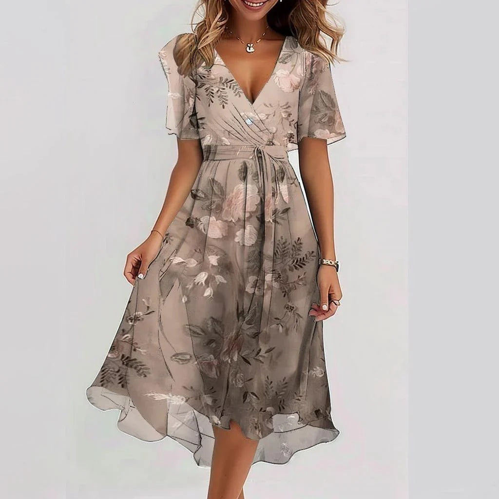 Vestido Mujer Clara – Elegante Vestido de Manga Corta con Corte Favorecedor y Diseño Atemporal