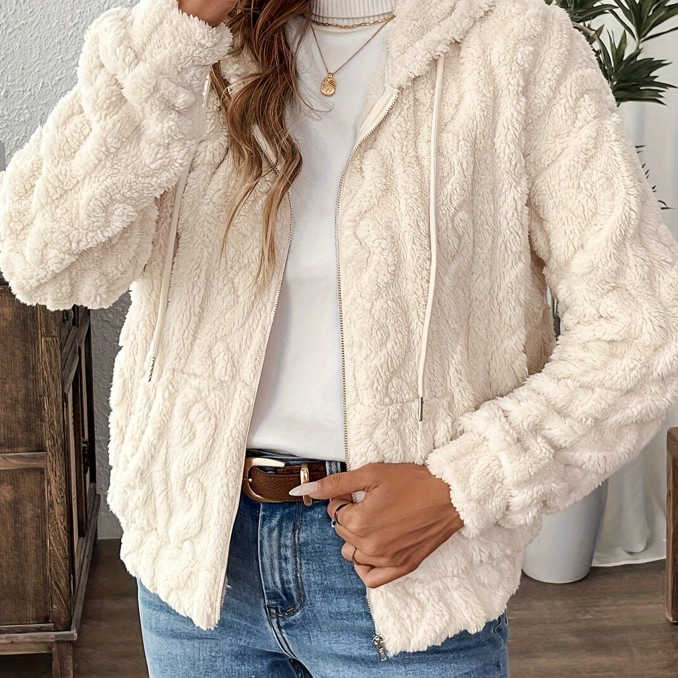 Francesca Veste Femme – Reißverschlussjacke mit Kapuze aus weichem und warmem Fleece für Herbst/Winter