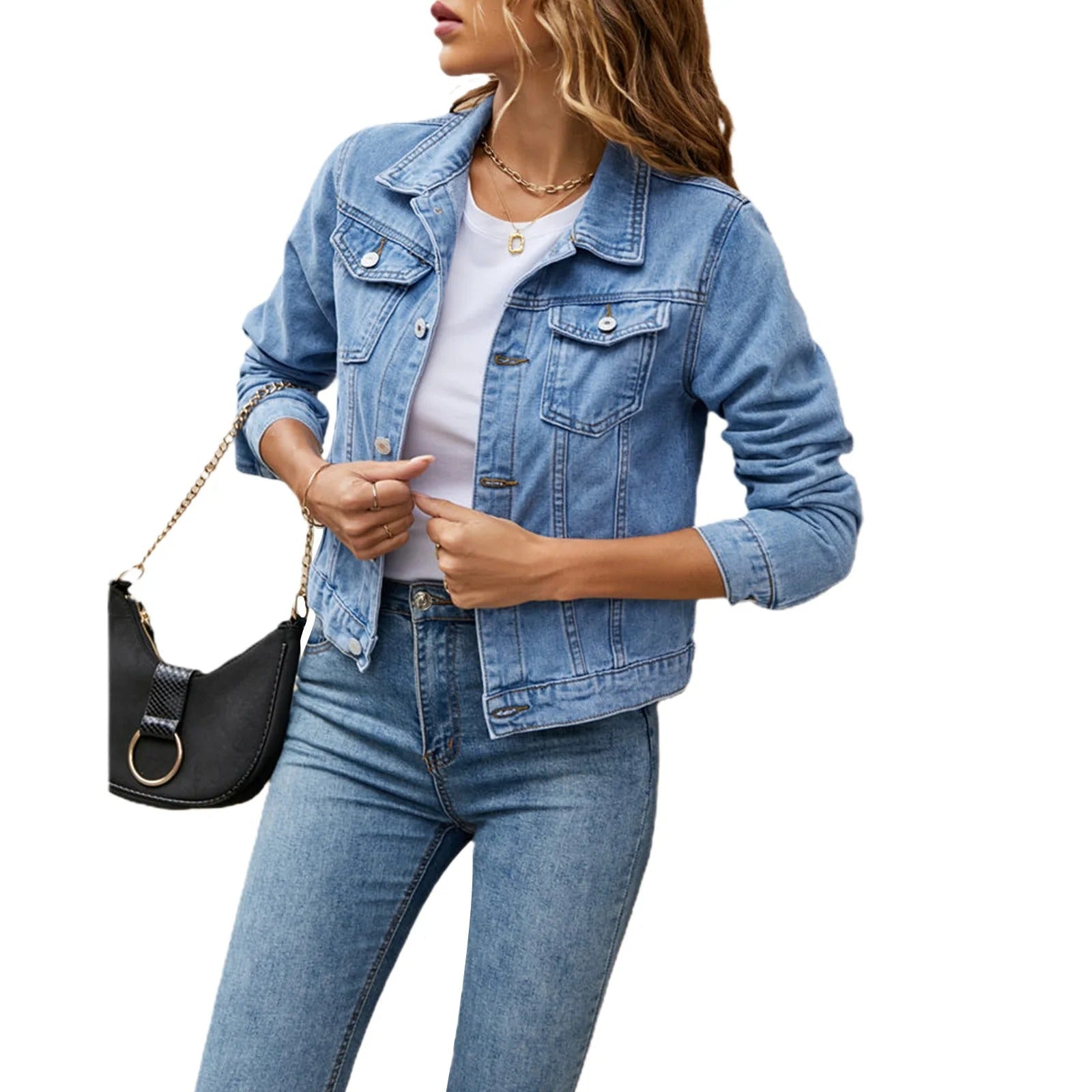 Eva Women's Jean Jacket – Classic Buttoned, Versatile & Ideal for Everyday Use