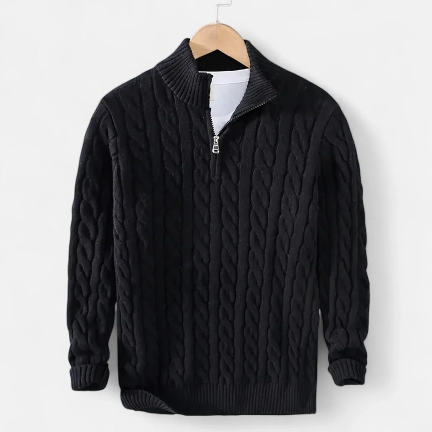 Cove Pull Col Roulé Zippé Bărbați – Tricot Gros Ripă & Croială Lejeră Elegantă
