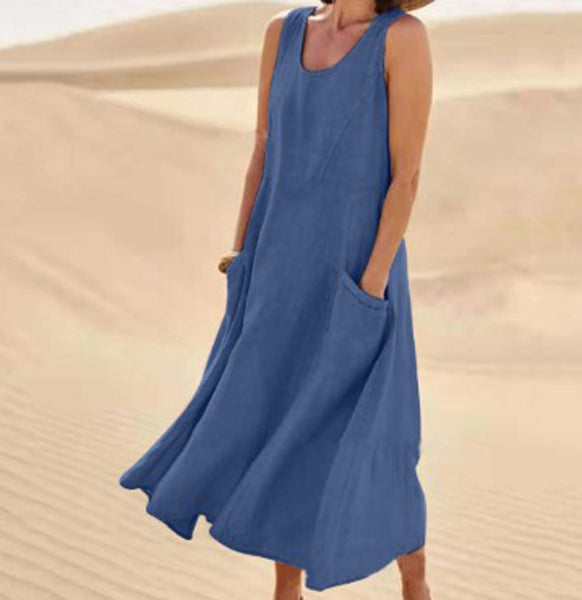 Vestido Elise de Algodão para Mulher – Suave, Respirável e Bolsos Práticos para Conforto Diário