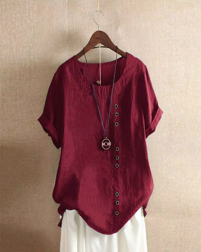 Bluza Lena Femme – Bluză ușoară din in cu nasturi și aspect natural