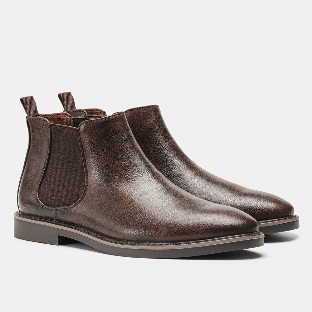 Lucio Bottes Elegantní kožené boty pro muže – Polokozačky na podzim s špičatou špičkou