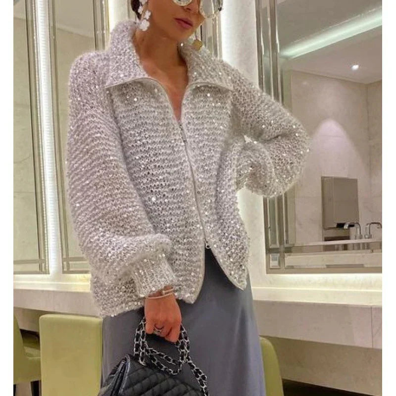 Sol Cardigan Femme – Eleganter, bequemer und raffinierter Pailletten-Gilet