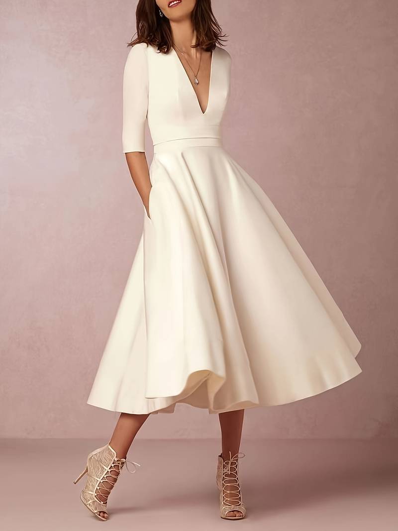 Abito da donna Elara - Elegante abito con scollo a V, leggero e ideale per feste ed eventi estivi