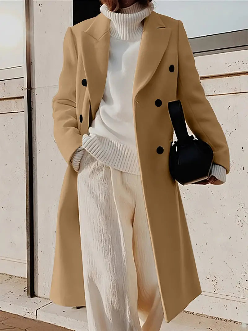 Mariana Manteau Longo Mulher – Gabardina Elegante em Caxemira com Corte Moderno e Intemporal