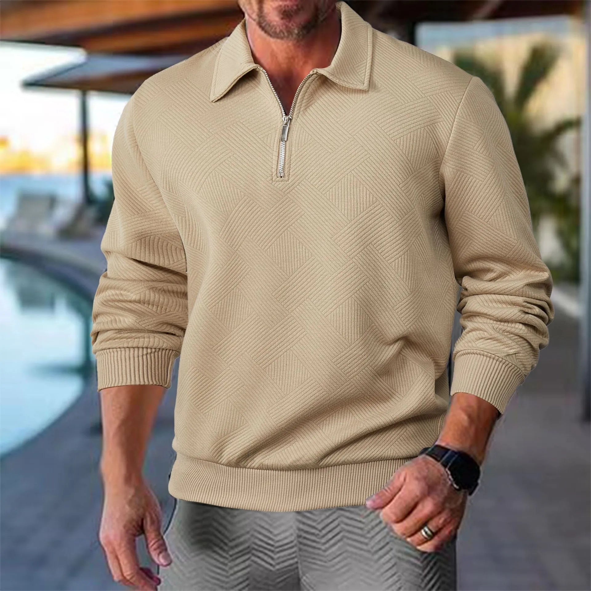 Victor Pull Homme – Teplý pletený svetr s geometrickým vzorem a pohodlným střihem