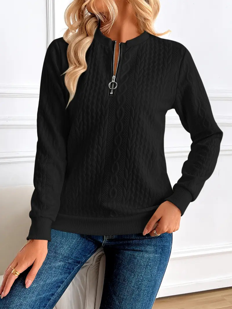 Margaux Sweat Femme Hiver – Komfortabel strikket lynlåstrøje med elegant design