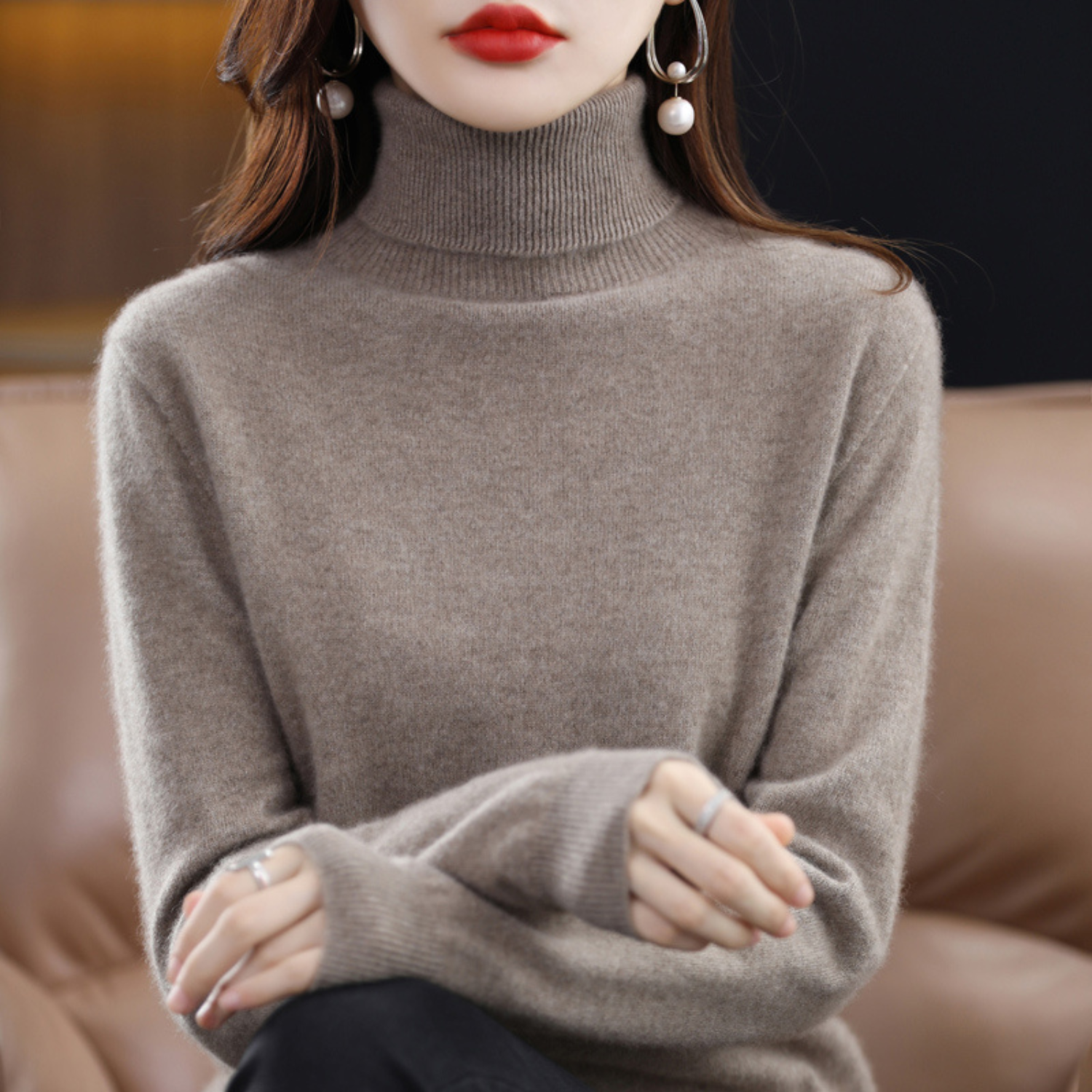 Emmie Pull Col Roulé en Cachemire pour Femme – Maille Premium Douce offrant Chaleur et Confort Léger