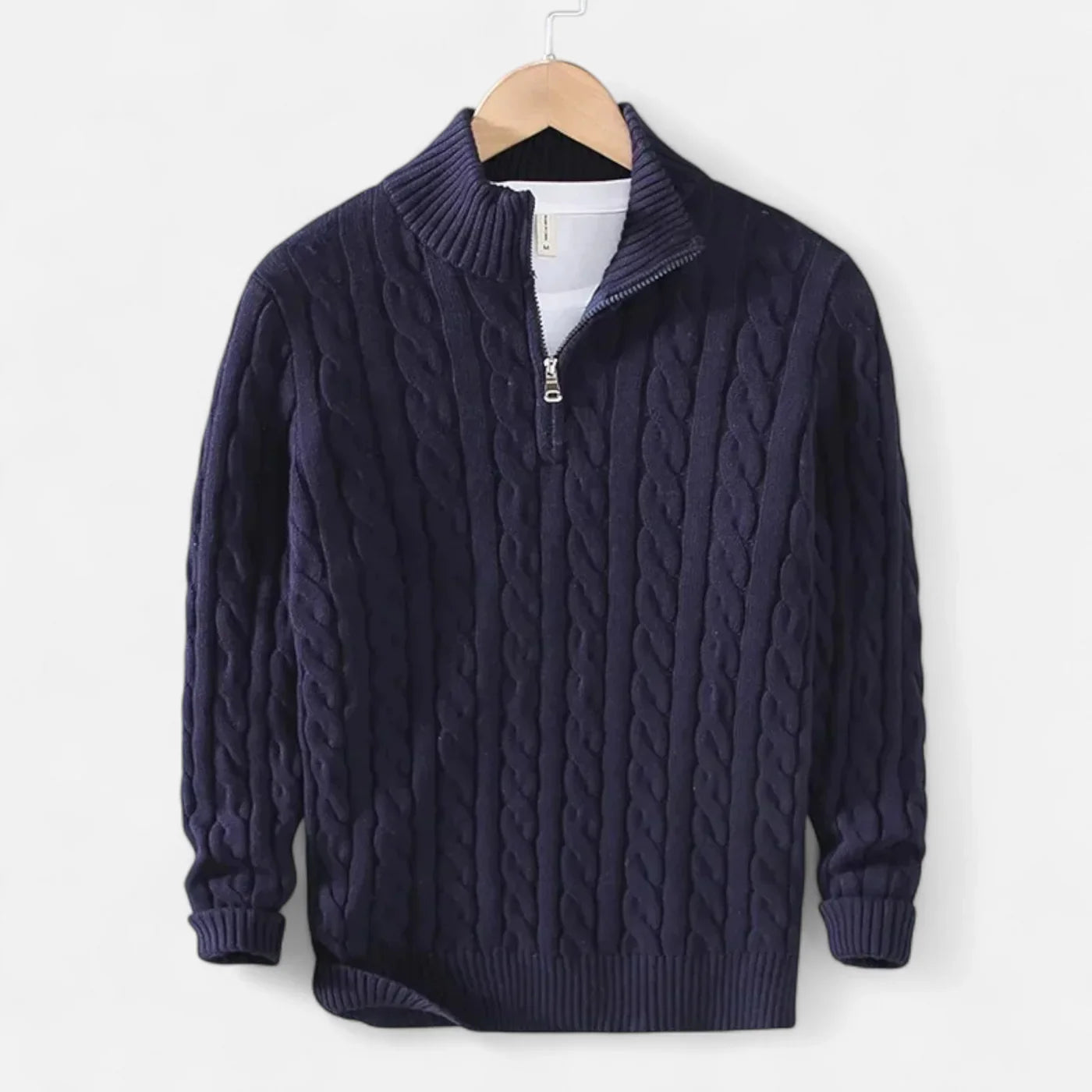 Cove Pull Col Roulé Zippé Bărbați – Tricot Gros Ripă & Croială Lejeră Elegantă