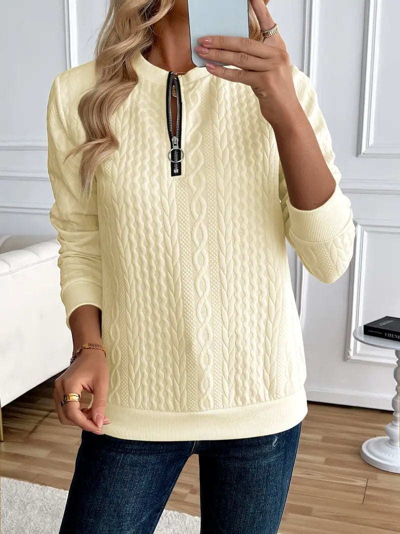 Margaux Sweat Femme Hiver – Komfortabel strikket lynlåstrøje med elegant design